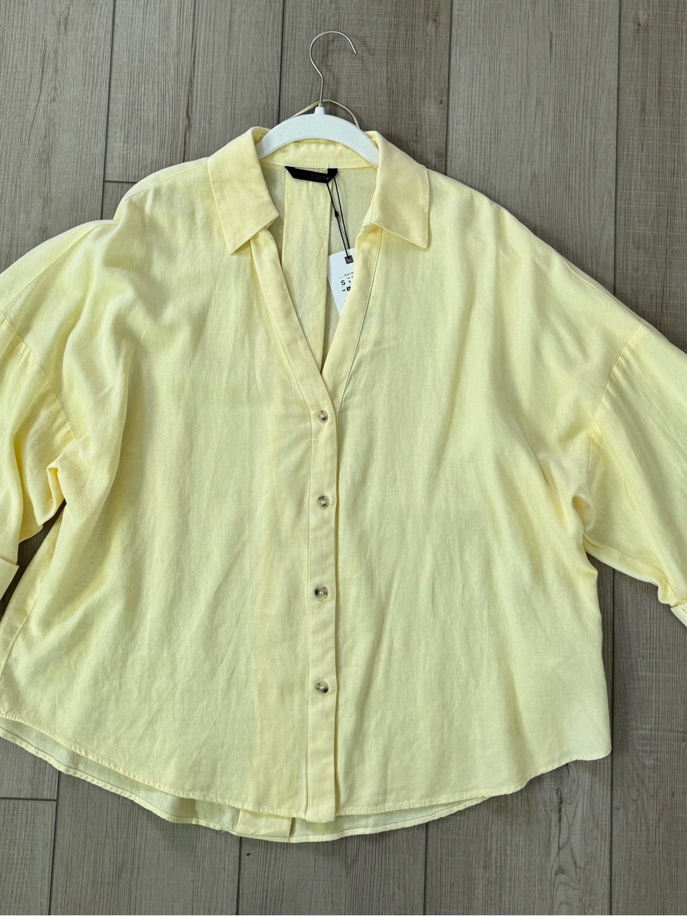 Zara wide sleeve linen shirt size small NWT - Picture 3 of 5